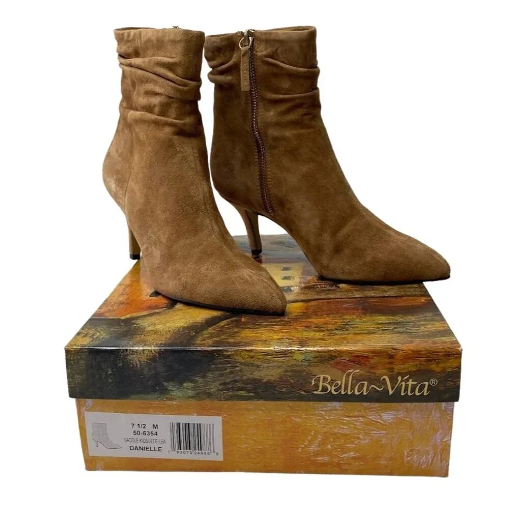 Bella Vita Slouchy Dress Booties Women's 7.5 Brown Suede Stiletto Cushioned NEW‎ - Picture 12 of 14